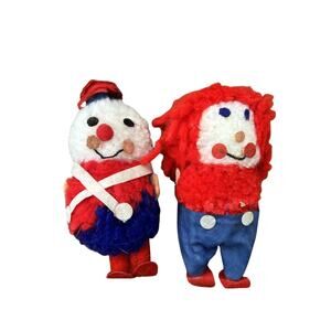 Vintage Drummer Boy Felt Hat Shoes Christmas Ornaments 1970s Unknown Maker